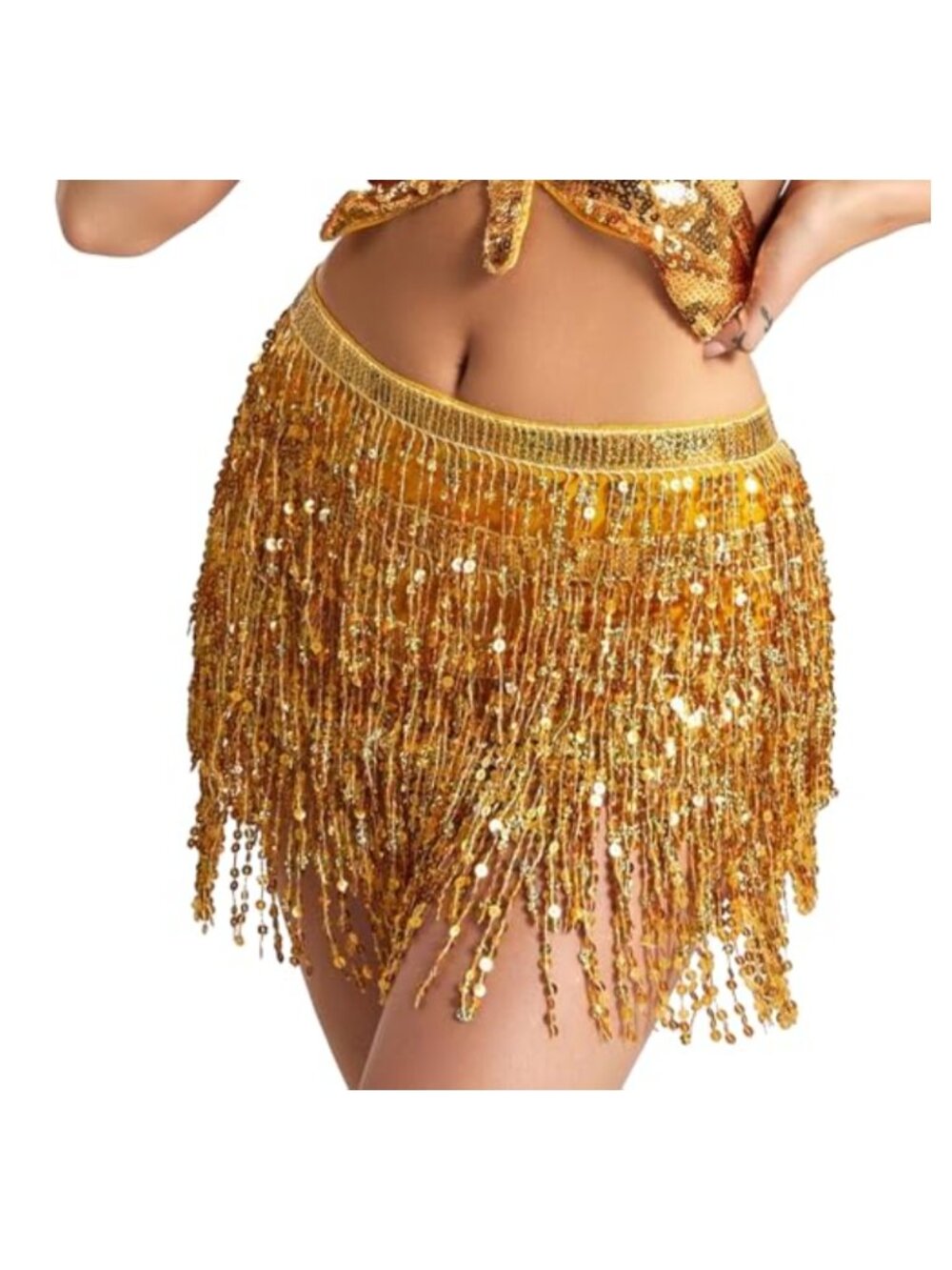 Belly Dance Hip Scarf Sparkly Sequin Fringe Tassel Skirt Costume Belt